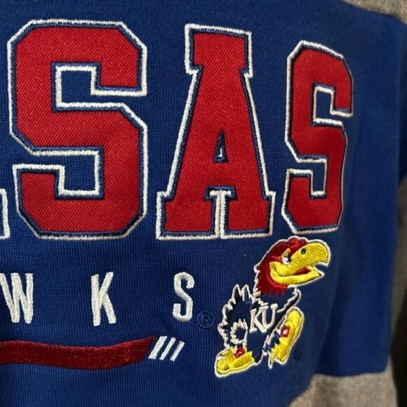 NCAA Kansas Jayhawks sweatshirt crewneck gray sweatshirt pullover women’s m - Picture 5 of 8